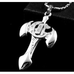 Collana Con Ciondolo A Forma Di Croce Con Spada In Titanio Puro Da Uomo