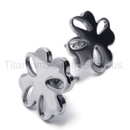 Orecchini In Titanio Con Fiori D'Argento