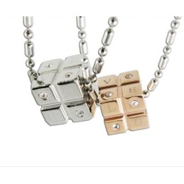 1 Paio Di Ciondoli Per Coppie In Titanio Puro A Forma Di Cubo Di Rubik