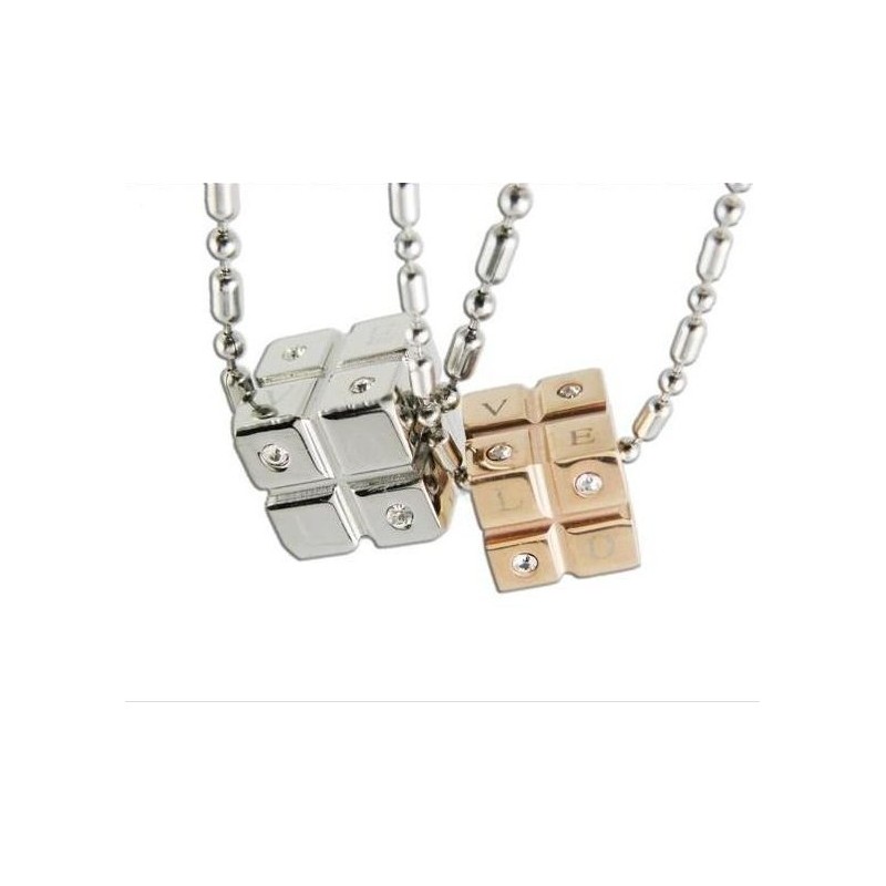 1 Paio Di Ciondoli Per Coppie In Titanio Puro A Forma Di Cubo Di Rubik 1 Paio Di Ciondoli Per Coppie In Titanio Puro A Forma Di Cubo Di Rubik