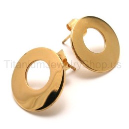 Orecchini In Titanio Con Anello Dorato