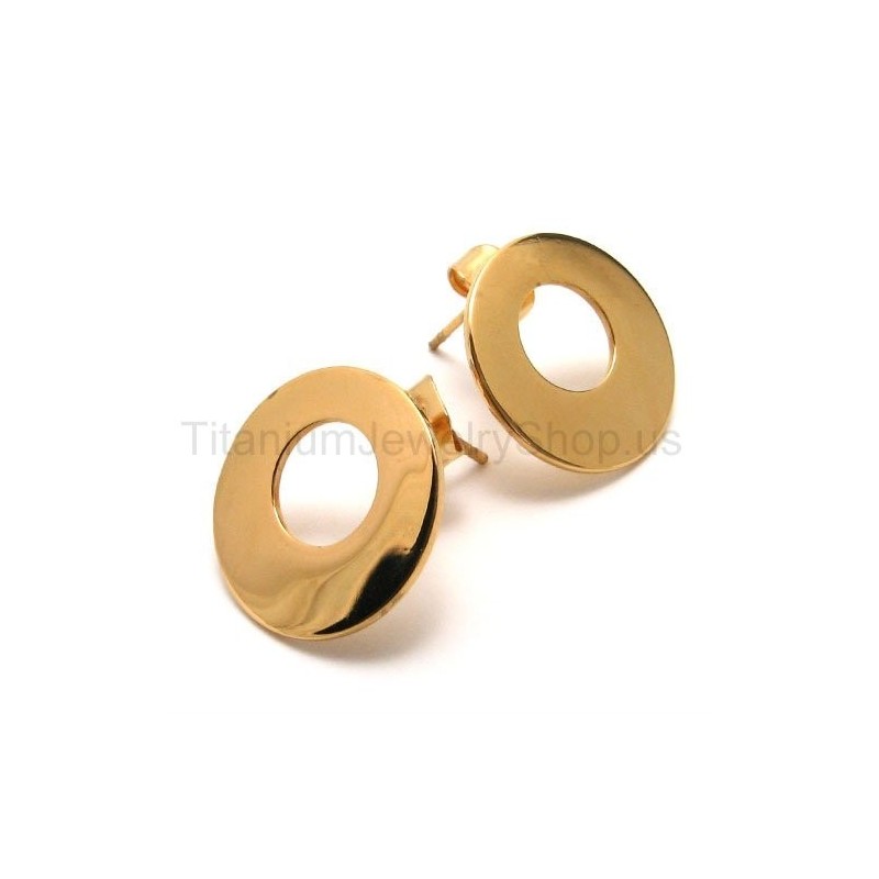 Orecchini In Titanio Con Anello Dorato Orecchini In Titanio Con Anello Dorato