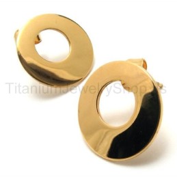 Orecchini In Titanio Con Anello Dorato
