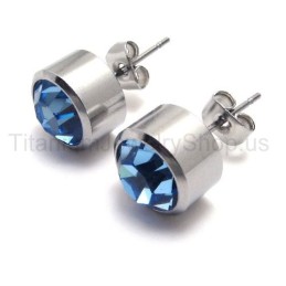 Orecchini Silver Tank In Titanio E Diamanti Blu