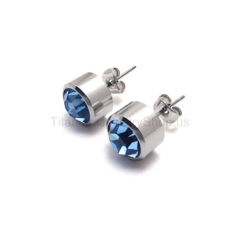Orecchini Silver Tank In Titanio E Diamanti Blu Orecchini Silver Tank In Titanio E Diamanti Blu
