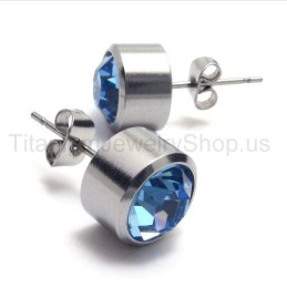 Orecchini Silver Tank In Titanio E Diamanti Blu