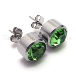 Orecchini Silver Tank Titanium Green Diamond