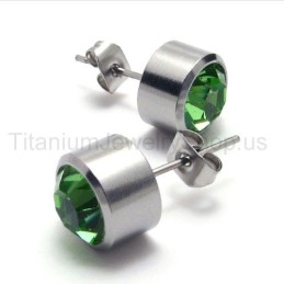Orecchini Silver Tank Titanium Green Diamond