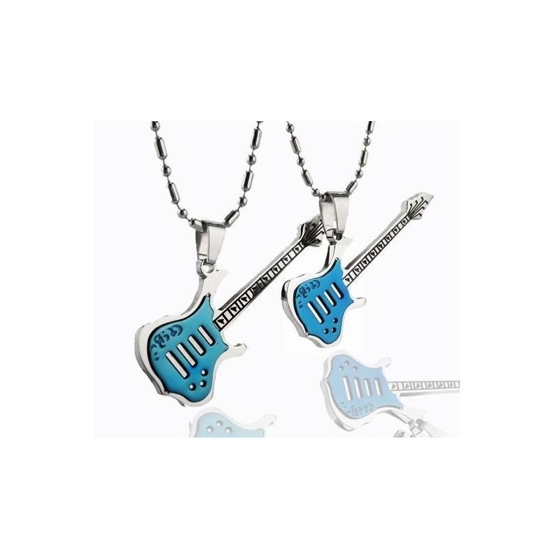 1 Paio Di Ciondoli Per Collana Di Coppia In Titanio Puro A Forma Di Chitarra 1 Paio Di Ciondoli Per Collana Di Coppia In Titanio Puro A Forma Di Chitarra