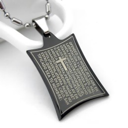 Collana Con Ciondolo In Titanio Puro, Croce Con Preghiera Delle Scritture