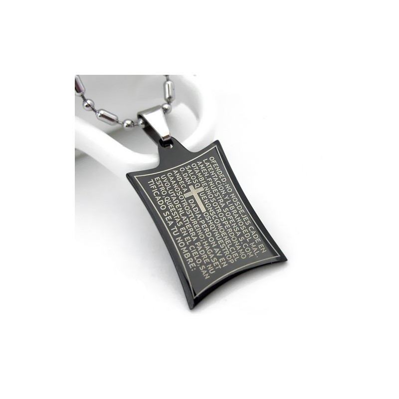 Collana Con Ciondolo In Titanio Puro, Croce Con Preghiera Delle Scritture Collana Con Ciondolo In Titanio Puro, Croce Con Preghiera Delle Scritture