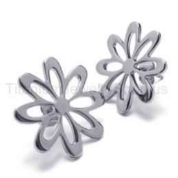 Orecchini In Titanio Con Fiori D'Argento