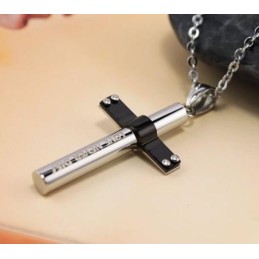 Collana Con Ciondolo In Titanio Puro E Croce Cilindrica