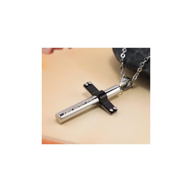 Collana Con Ciondolo In Titanio Puro E Croce Cilindrica Collana Con Ciondolo In Titanio Puro E Croce Cilindrica