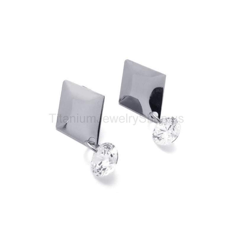 Orecchini In Argento Con Diamanti E Titanio Orecchini In Argento Con Diamanti E Titanio