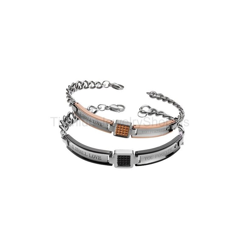 Braccialetti In Titanio Per Amanti "Ti Amerò Per Sempre" Braccialetti In Titanio Per Amanti "Ti Amerò Per Sempre"