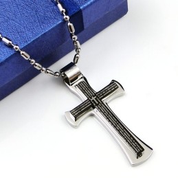 Collana Con Ciondolo A Forma Di Croce Nera In Titanio Puro (Nuovo)