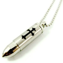 Collana Con Ciondolo A Forma Di Croce In Acciaio Al Titanio Con Proiettile, Regalo Da Uomo (Catena Gratuita)
