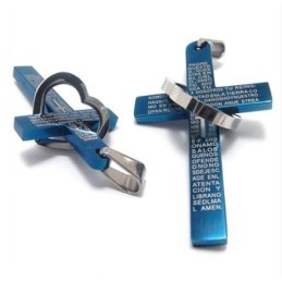 Ciondolo In Acciaio Al Titanio Con Croce A Forma Di Cuore, Stile Cool Man (Nuovo), Colore Blu