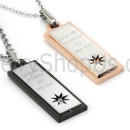 Ciondoli In Titanio Oro Rosa E Nero Con Ciondolo "Lovers" Con Catene E Diamanti Gratuiti C508