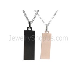 Ciondoli In Titanio Oro Rosa E Nero Con Ciondolo "Lovers" Con Catene E Diamanti Gratuiti C508