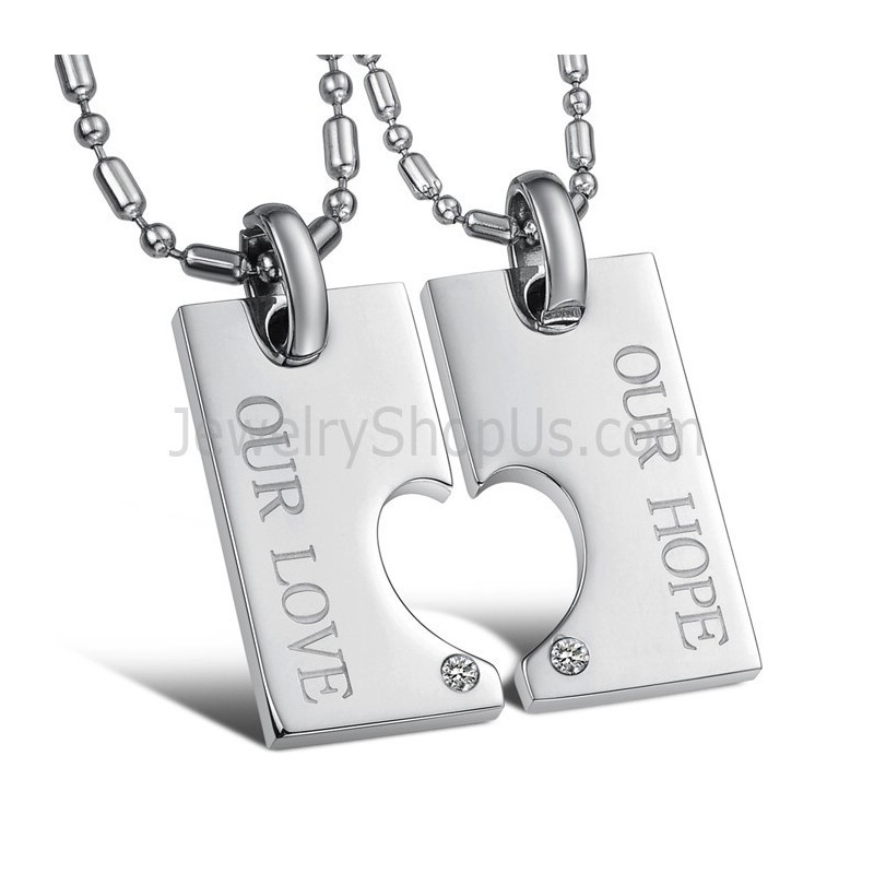 Ciondoli In Argento Titanio "La Nostra Speranza E Il Nostro Amore" Con Strass E Catene Gratuite C602 Ciondoli In Argento Titanio "La Nostra Speranza E Il Nostro Amore" Con Strass E Catene Gratuite C602