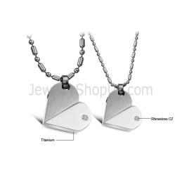 Ciondoli A Forma Di Cuore In Argento Titanio Con Strass E Catene Gratuite 111