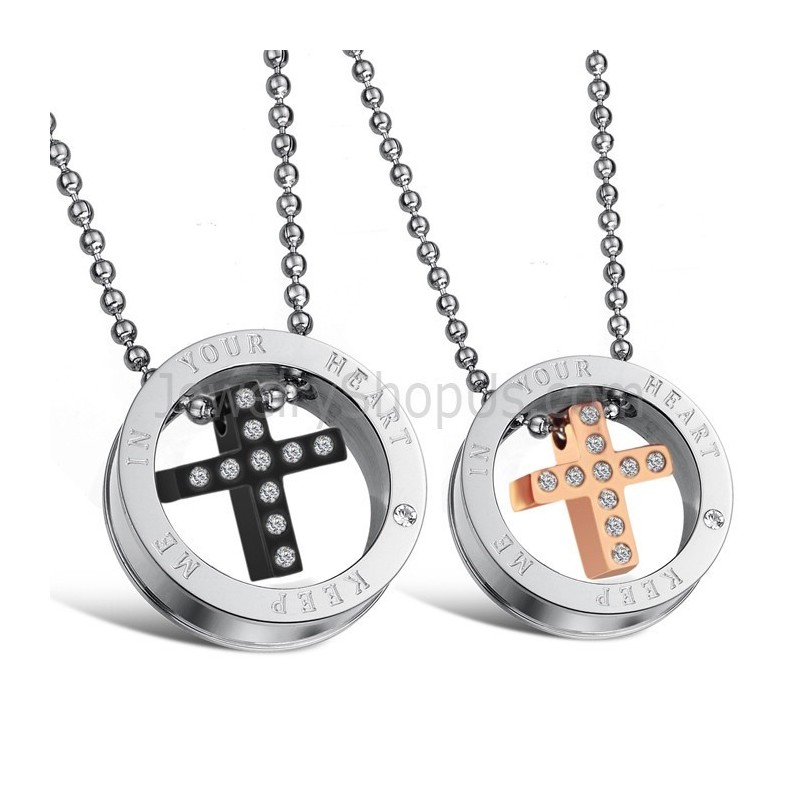 Ciondoli A Forma Di Croce In Titanio Oro Rosa E Nero Con Strass E Catene Gratuite C681 Ciondoli A Forma Di Croce In Titanio Oro Rosa E Nero Con Strass E Catene Gratuite C681