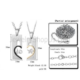 Ciondoli "Love" A Forma Di Cuore In Titanio Oro Rosa E Nero Con Strass E Catene Gratuite C539