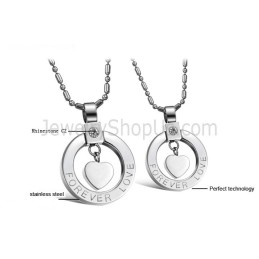 Ciondoli Per Amanti "Amore Per Sempre" A Forma Di Cuore In Argento Titanio Con Strass E Catene Gratuite C415