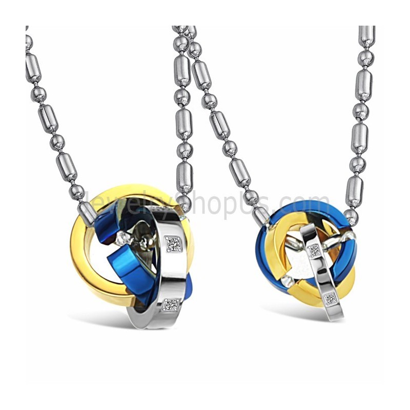 Anelli In Titanio A Tre Colori Con Pendenti Per Amanti, Con Strass E Catene Gratuite C642 Anelli In Titanio A Tre Colori Con Pendenti Per Amanti, Con Strass E Catene Gratuite C642