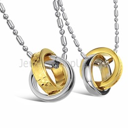 Anelli In Titanio Oro E Argento Con Pendenti Per Amanti Con Catene Gratuite C643