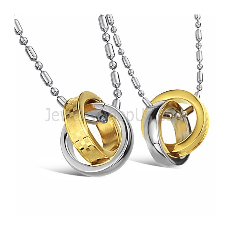 Anelli In Titanio Oro E Argento Con Pendenti Per Amanti Con Catene Gratuite C643 Anelli In Titanio Oro E Argento Con Pendenti Per Amanti Con Catene Gratuite C643