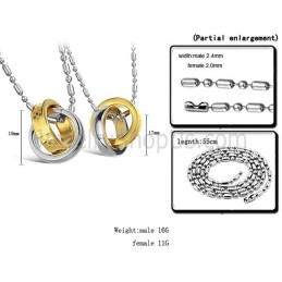 Anelli In Titanio Oro E Argento Con Pendenti Per Amanti Con Catene Gratuite C643