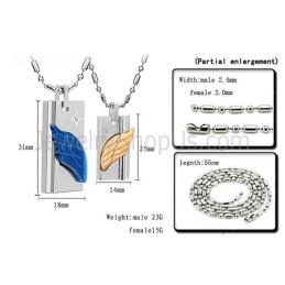 Ciondoli A Forma Di Angelo In Titanio Blu E Oro Rosa Con Strass E Catene Gratuite C387