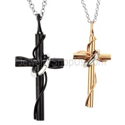Ciondoli A Forma Di Croce In Titanio Oro Rosa E Nero Con Catene Gratuite C521