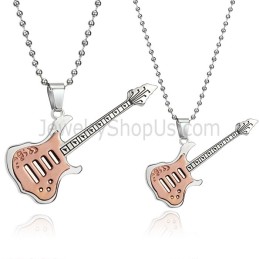 Ciondoli In Titanio E Oro Rosa Per Amanti Della Chitarra Con Catene Gratuite C343