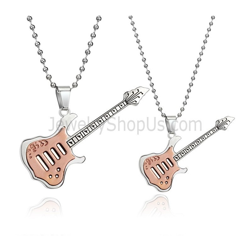 Ciondoli In Titanio E Oro Rosa Per Amanti Della Chitarra Con Catene Gratuite C343 Ciondoli In Titanio E Oro Rosa Per Amanti Della Chitarra Con Catene Gratuite C343