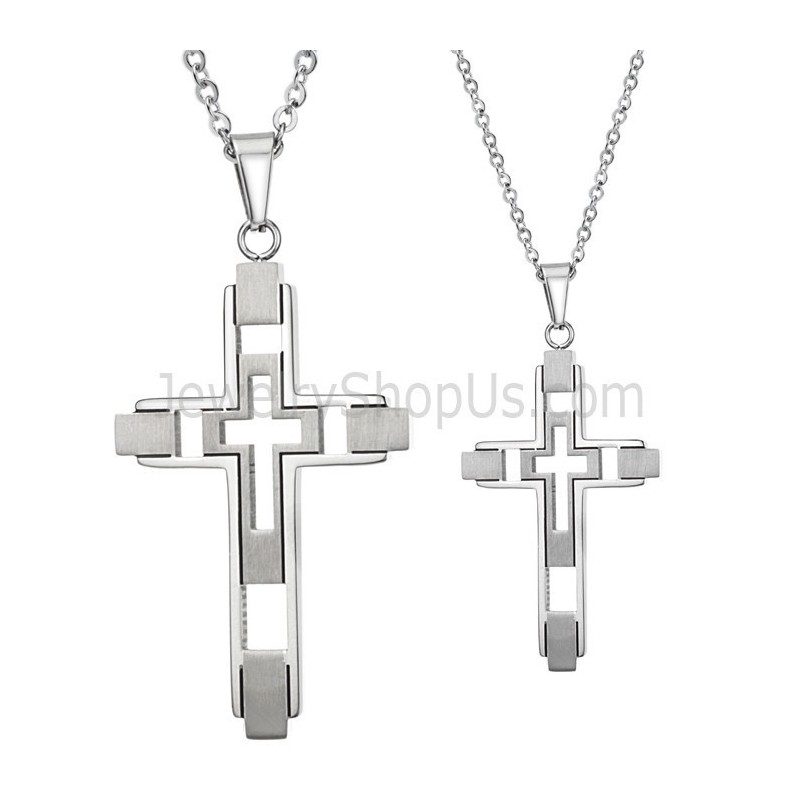 Ciondoli A Croce Con Intarsi In Argento E Titanio Con Catene Gratuite 108 Ciondoli A Croce Con Intarsi In Argento E Titanio Con Catene Gratuite 108