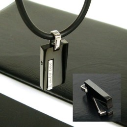 Collana Con Ciondolo In Titanio Puro Con Pietra Preziosa "Only Love" Da Uomo