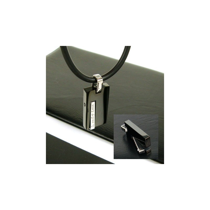 Collana Con Ciondolo In Titanio Puro Con Pietra Preziosa "Only Love" Da Uomo Collana Con Ciondolo In Titanio Puro Con Pietra Preziosa "Only Love" Da Uomo