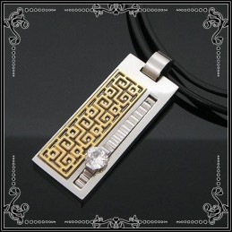 Collana Con Ciondolo In Titanio Puro Con Pietra Preziosa A Forma Di Glifo Nobile, Catena Gratuita