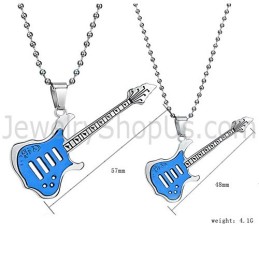 Ciondoli A Forma Di Chitarra Blu Titanio Con Catene Gratuite C343