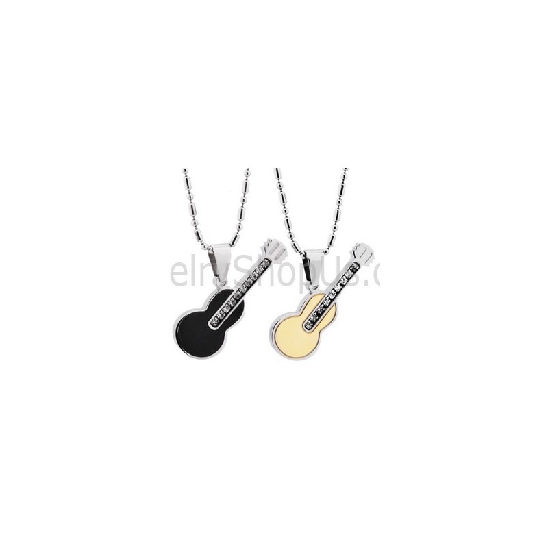 Ciondoli Per Amanti Della Chitarra In Titanio Oro Rosa E Nero Con Strass E Catene Gratuite 188 Ciondoli Per Amanti Della Chitarra In Titanio Oro Rosa E Nero Con Strass E Catene Gratuite 188