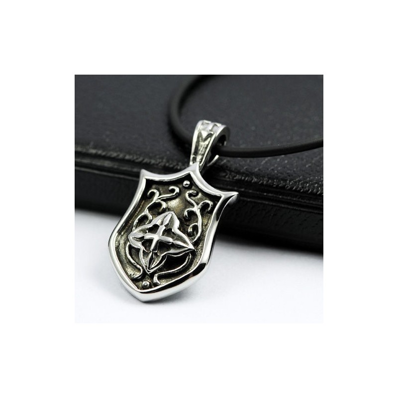 Collana Con Ciondolo In Titanio Puro Con Scudo Unico Da Uomo Cool, Regalo Collana Con Ciondolo In Titanio Puro Con Scudo Unico Da Uomo Cool, Regalo