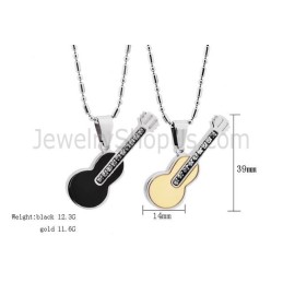 Ciondoli Per Amanti Della Chitarra In Titanio Oro Rosa E Nero Con Strass E Catene Gratuite 188