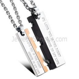 Ciondoli Great Wall Lovers In Titanio Oro Rosa E Nero Con Catene Gratuite C621