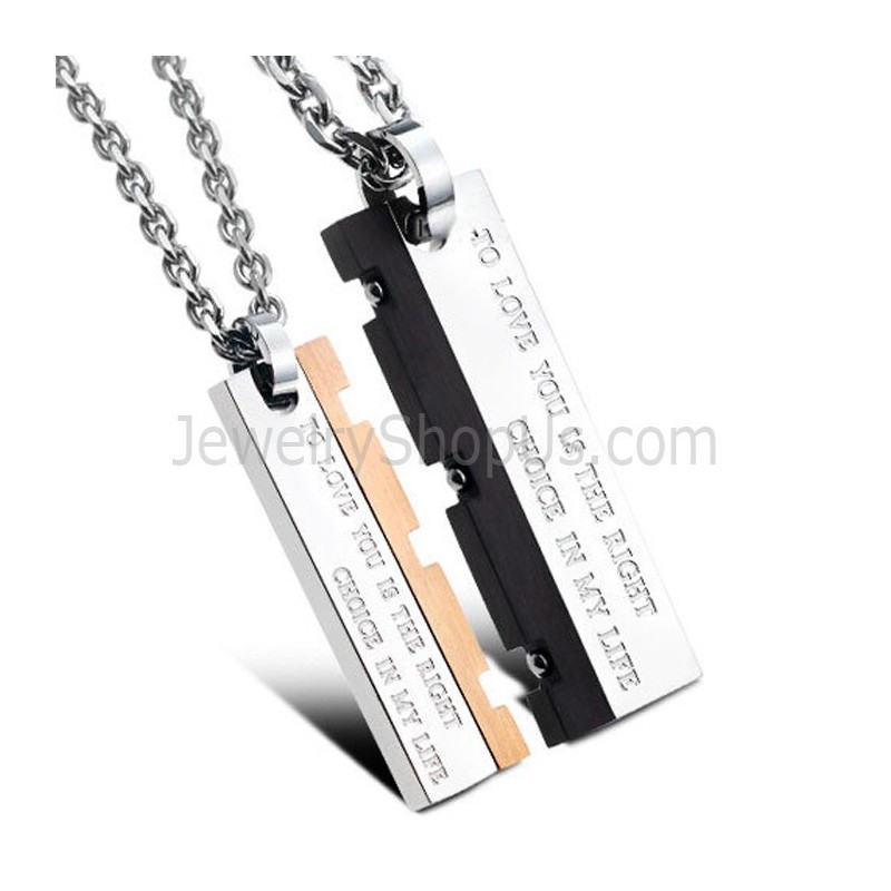 Ciondoli Great Wall Lovers In Titanio Oro Rosa E Nero Con Catene Gratuite C621 Ciondoli Great Wall Lovers In Titanio Oro Rosa E Nero Con Catene Gratuite C621