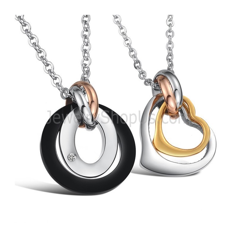 Anelli In Titanio E Pendenti "Sweet Heart Lovers" Con Strass E Catene Gratuite C606 Anelli In Titanio E Pendenti "Sweet Heart Lovers" Con Strass E Catene Gratuite C606