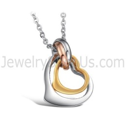 Anelli In Titanio E Pendenti "Sweet Heart Lovers" Con Strass E Catene Gratuite C606